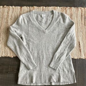 J. Crew Gray Cashmere V Neck Sweater Sz. M